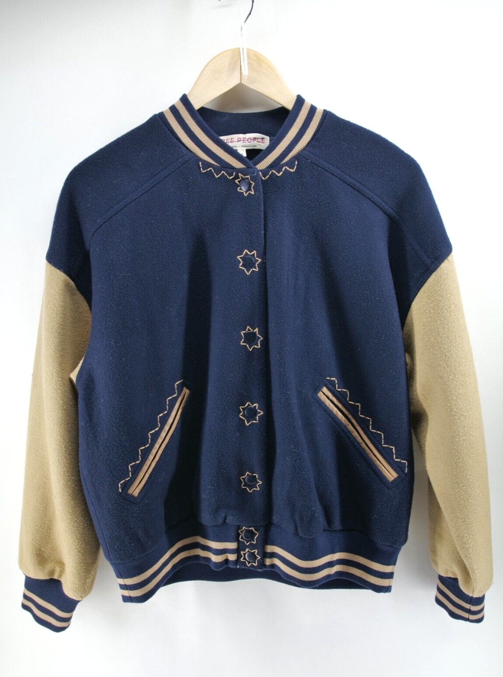 Free People Home Run Varsity Bomber Wool 2tone Jacket Size Small $168
